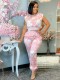 Baroque Print Regular Fit Pants Set Sleeveless Tie Back Tops With Comfortable Pants Two Pieces Summer Women O Neck Sets