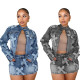 2024 New Spring Embroidery Denim Mini Skirts Two Piece Set Fashion Women Stand Collar Long Sleeve Jackets Tops Skirts Denim Suit