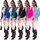 Color Patchwork Baseball Varsity Jackets Women Autumn Winter Full Sleeve Single Breasted Short Casual Coats Streetwear Outwear