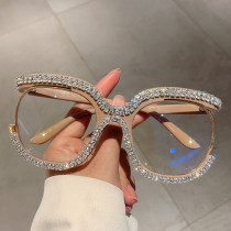 Vintage Fashion Oversized Owl Diamond Optical Glasses Frame Women For Female Trendy Glasses Luxury Brand Designer Retro Eyewear