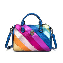 London Eagle Head Handbag 2024 New Luxury Designer Fashion Brand Rainbow Messenger Bag Colorful Stitching Bucket Bag
