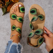 Yellow Embroidered Faux Flower Fashion Sandals Flat Plus Size 43 Summer Outdoor Beach Shoes Travel Mom Shoes