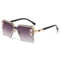 New Fashon Vinage Sqaure Luxury Glasses Rimless Rhinesotne Female Sunglasses Shades For Women Summer Oculos UV400