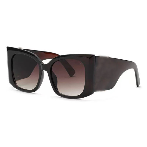 Trendy Sunglasses Women And Men Unique Designed Wide Frame Gradient Lenses Metal Decoration Sun Glasses Casual Street Wear UV400