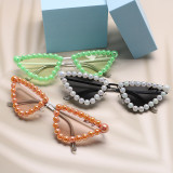 Luxury Brand Pearl Sunglasses Women's Designer Cat's Eye Sunglasses Men's Frameless Hip-hop Punk Sunglasses girls UV400