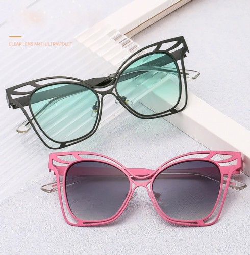 New Sunglasses Women Vintage Oversized Butterfly Metal Frame Sun Glasses Unisex Brand Designer Eyeglasses Oculos De Sol UV400