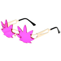 New Luxury Rimless Maple Leaf Sunglasses Women Metal Frame Eye Wear Beach Party Sun Glasses Women Shades UV400
