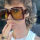 Vintage Oversized Square Gradient Sunglasses For Women New Luxury Brand Leopard Brown Uv400 Sun Glasses Men Chic Shades Pink