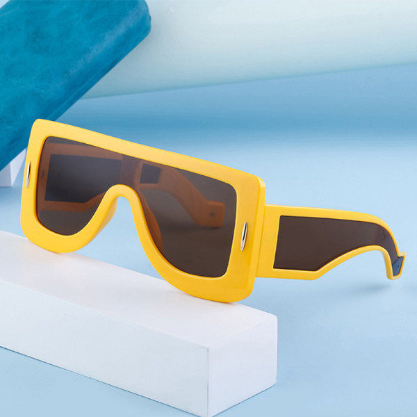 Fashion Flat Top Sunglasses Women Luxury Brand Oversized Hip Hop One Piece Sun Glasses Female Unisex Shades Mirror Eyewear