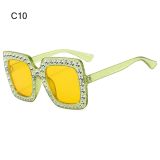 Big Square Luxury Rhinestone Sunglasses Women Crystal Oversize Brand Designer Sun Glasses Vintage UV400 Female Streetwear Shades