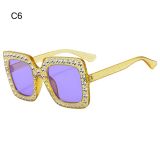 Big Square Luxury Rhinestone Sunglasses Women Crystal Oversize Brand Designer Sun Glasses Vintage UV400 Female Streetwear Shades