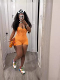 Strap Ribbed Knit Playsuit Skinny Bodycon Party Short Jumpsuit Summer Streetwear 2024