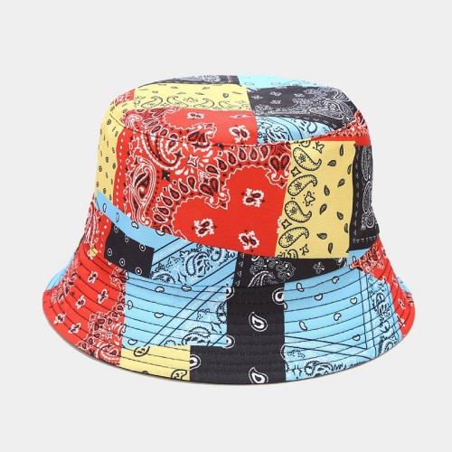 2024 New Fashion Fisherman Hat Summer Sun Protection Paisley Design Double-sided Bucket Hat Basin Women Sun Hat Man Panama