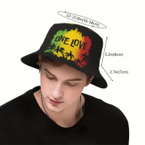 Rasta Lion Bucket Hat Jamaican Bob Marley Fisherman Hats Letter Printing Panama Cap For Men Women Summer Travel Beach Sun