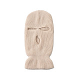 Winter Motorcycle Windproof Full Face Knit Hats Ski Mask Men Warm Wool Balaclava embroidery Winter hats Knitted 3 Holes Ski Mask