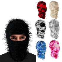 New Fuzzy Balaclava Hat Full Face Cover Ski Mask Knitted Beanies Distressed Winter Windproof Warm Bicycle Neck Camouflage Cap
