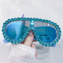 2025 Cross-Border Hot-Selling Large Frame Integrated Multi-Lens Sunglasses European and American Style Personality Diamond-Encrusted Luxurious Hip-Hop Fashion Sunglasses