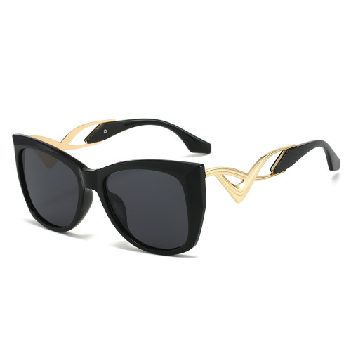 New Trendy Cat Eye Sunglasses for Women Fashion Show Personality Curved Temples Wholesale