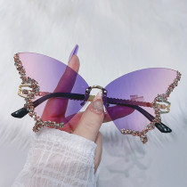 2025 Hot-Selling Butterfly Sunglasses Cross-Border Fashion Personality Internet Celebrity Ins Rhinestone Hip-Hop Street Style Sunglasses for Women
