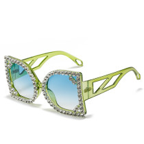 New Diamond-Studded Sunglasses European and American Influencer Style Handmade Diamond Glasses Fashionable Versatile Square Frame Sunglasses