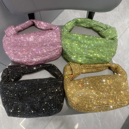 2025 Women's Bag Rhinestone Evening Bag Large Rhinestone Knot Handbag Fashion Full Rhinestone Underarm Bag Women's Small Bag