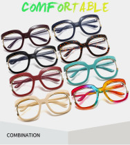 European and American Large Frame Non-Prescription Glasses Personality Rainbow Color Eyeglass Frame Can Be Fitted with Prescription Glasses Fashion Eyewear Frame 9051