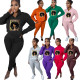 NY8127 Amazon European and American Urban Autumn Winter Printed Pattern Fleece Pullover Zipper Casual Sports Set