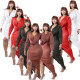 NY8092 Amazon European and American Urban Fashion Sexy Solid Color Irregular Ruched Cross Long Sleeve Dress