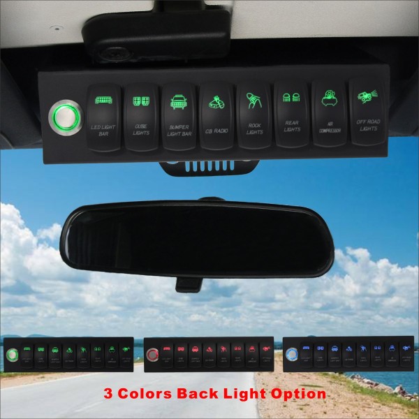 8 Switch Control System for Jeep Wrangler JK Green Backlight
