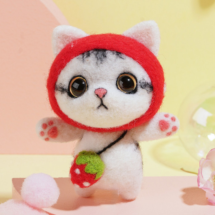 Cat Wool Felt Kits, Animal Wool Felts,Needle Felting Kit,Handmade Gift,Punch Needle Kit,DIY Wool Felt Kit, Best Gift, Cartoon Wool Felt,gift(2)