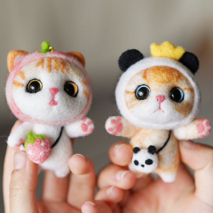 Cat Wool Felt Kits, Animal Wool Felts,Needle Felting Kit,Handmade Gift,Punch Needle Kit,DIY Wool Felt Kit, Best Gift, Cartoon Wool Felt,gift.