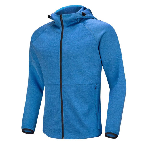 Man's Custom Team Full-Zip Training Hoodie Jacket Bright Blue 6650