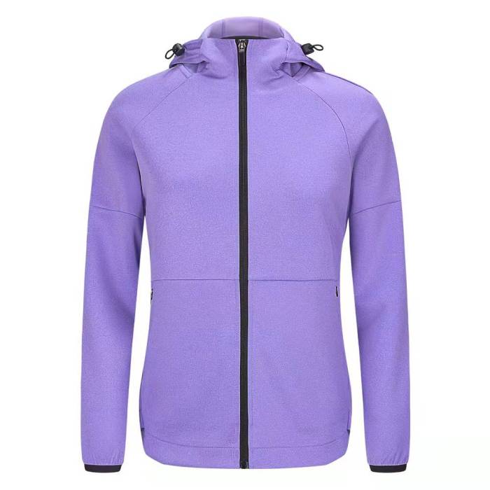 6PCS Adult Full-Zip Training Hoodie Jacket Purple