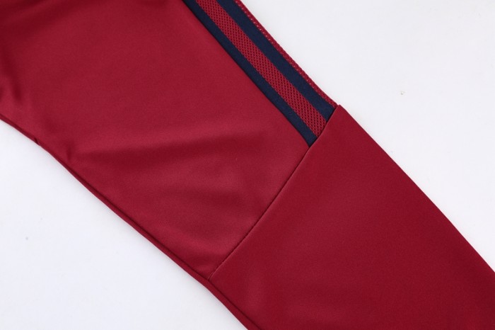 Adult Half-Zip Training Top and Pants Set Purplish red #B201