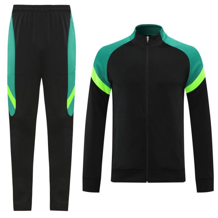 Adult Track Jacket and Pants Set Black/Green #NJ02