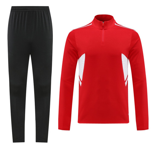 Adult Half-Zip Training Top and Pants Set Red #B201