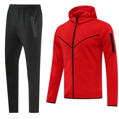 Adult Half-Zip Sports Hoodie and Pants Set Red