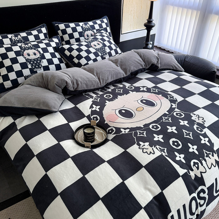 注目度抜群！ルイヴィトン 2026新作 掛け布団カバーセット4点 ダブルサイズ/キングサイズベッド ベビーベルベットベッドカバー 新居寝具用品