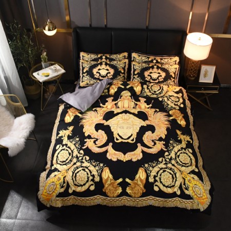 完売必至 ヴェルサーチェ 2026新作 掛け布団カバーセット4点 ダブルサイズ/キングサイズベッド 綿生地ベッドカバー 新居寝具用品