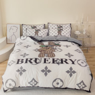 肌触り最高な バーバリー 2026新作 掛け布団カバーセット4点 ダブルサイズ/キングサイズベッド ベビーベルベットベッドカバー 新居寝具用品