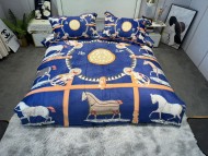 超限定♪ エルメス 2026新作 掛け布団カバーセット4点 ダブルサイズ/キングサイズベッド ベビーベルベットベッドカバー 新居寝具用品