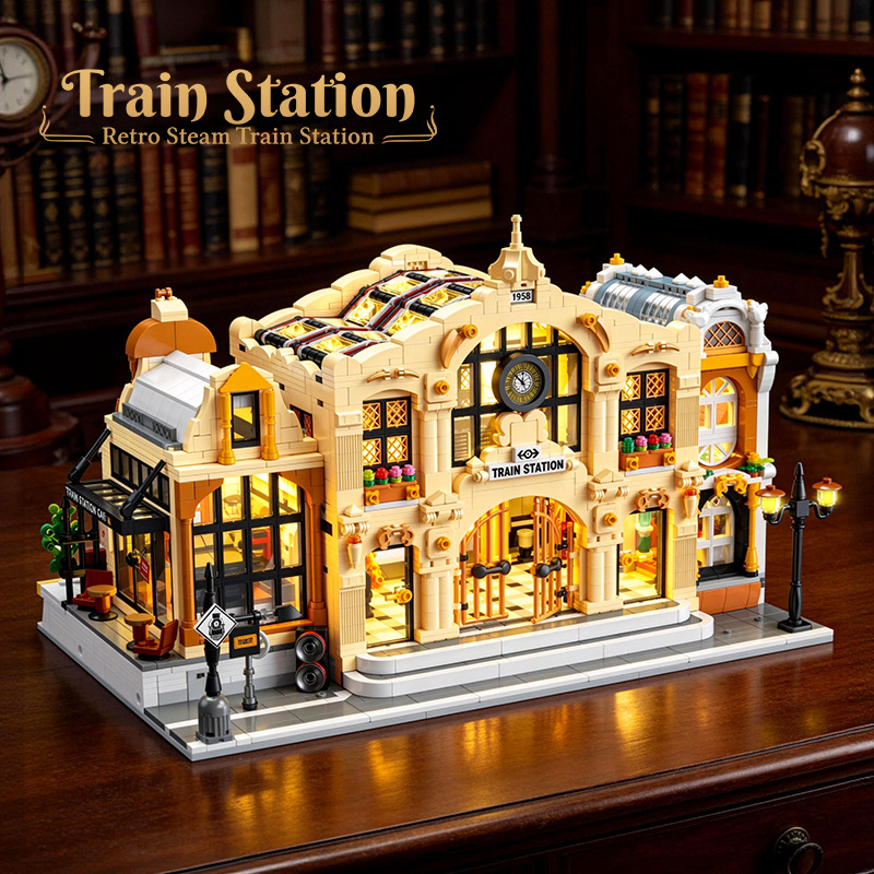 JieStar 89140 Retro steam train station