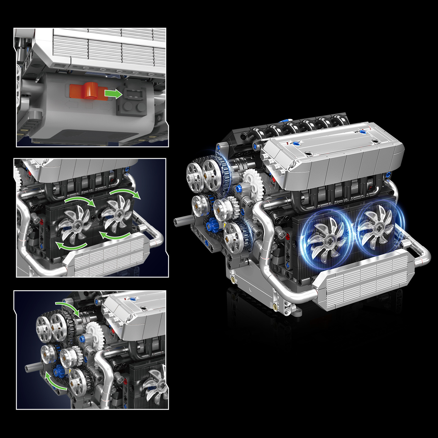 MouldKing 10213 BNW Car Engine