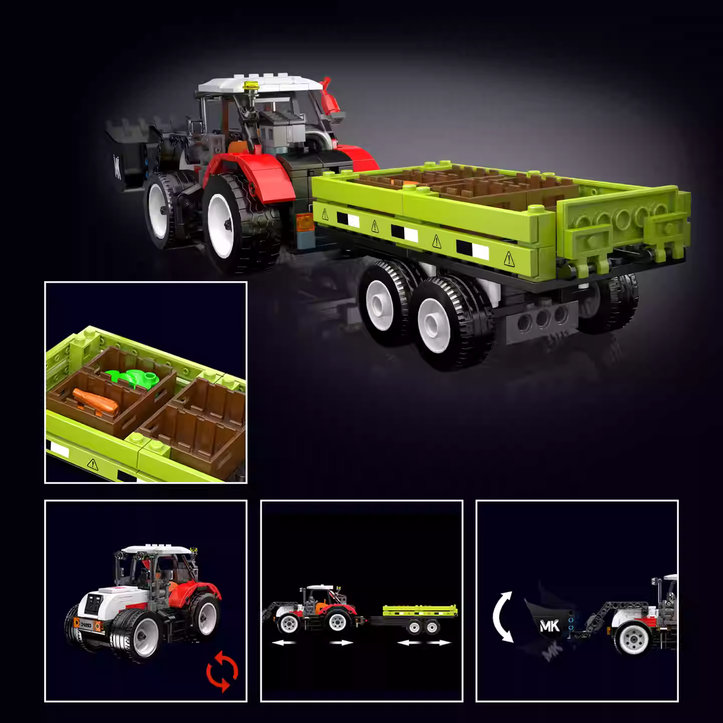 MouldKing 24093 Wheel Loader & Agriculturnl Trailer