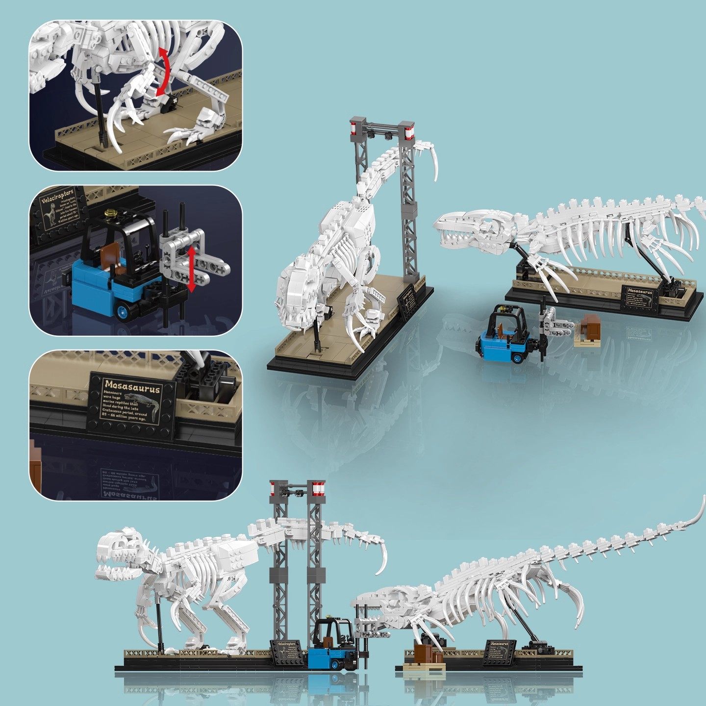 Mould King 29005 Dino Fossils Mosasaurus & Velociraptor