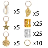 Ryalan 80 Pieces Hair Jewelry Rings Decorations Pendants, Including 50 PCS Aluminum Dreadlocks beads Metal Cuffs + 30 PCS Hair Decorations Rings Clips from Goddess Faux Locs Crochet Braiding Passion Twist Hair