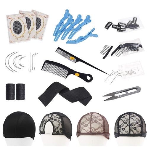 Wig Making Value Kit I J C Shape Needles Weaving Thread T-Pin Needle Wig  Combs Clips Sewing