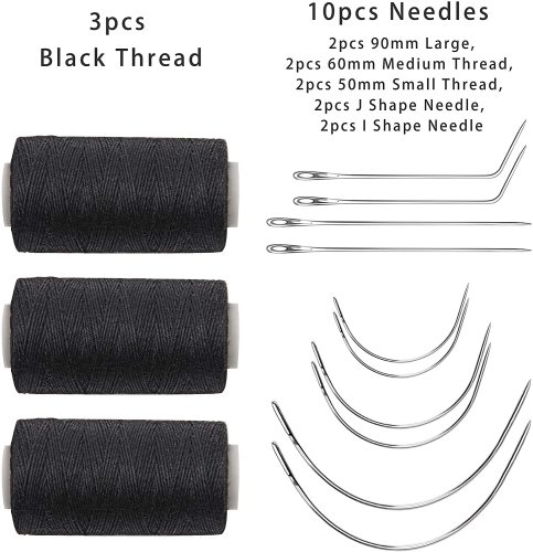 Quality C needles 1 Set Weaving Needles& Thread 50pcs 90cm C Needles 1  Spools of Nylon Weaving Thread for hair weft - AliExpress
