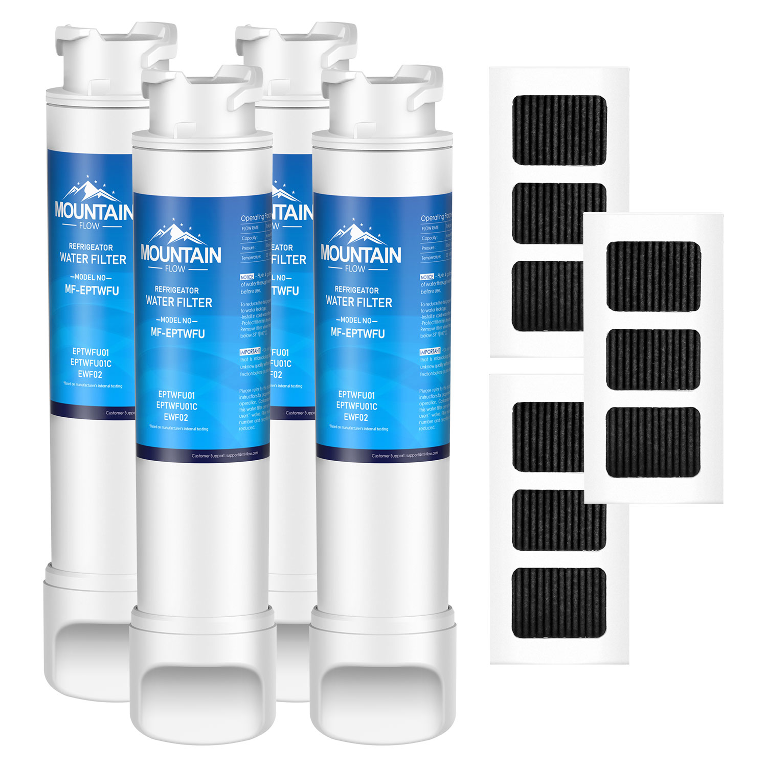EPTWFU01 Water Filter with Air Filter Refrigerator By MountainFlow 4Pack