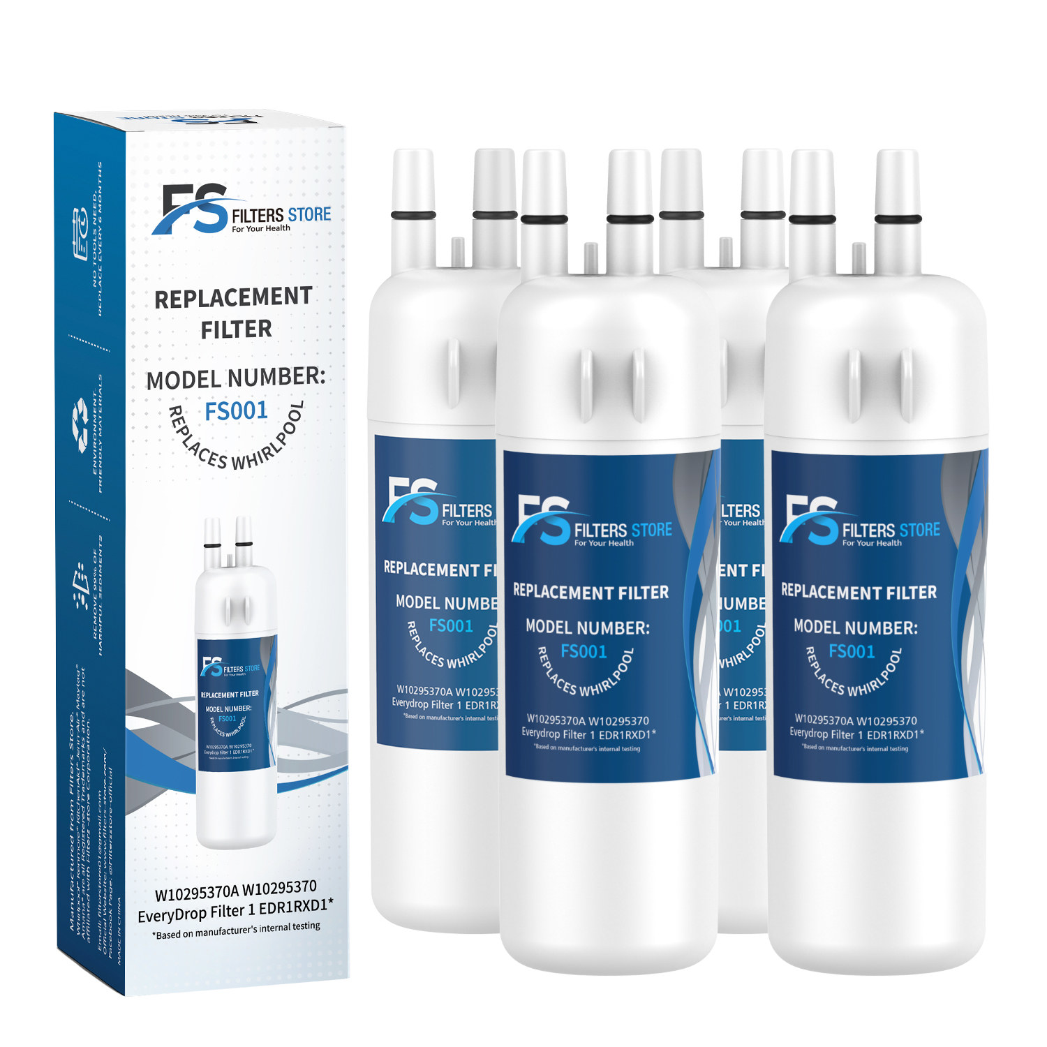 W10295370A FS 4pk EDR1RXD1 fridge filter for filter 1
